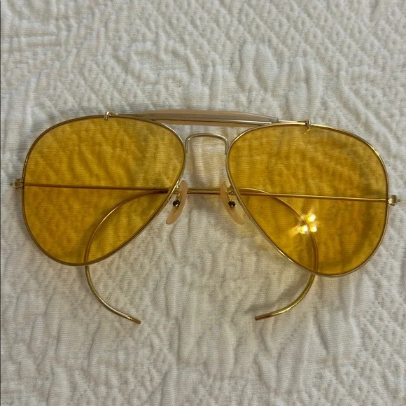 Ray-Ban Gold Aviator Sunglasses with Yellow Lenses - Picture 2 of 10